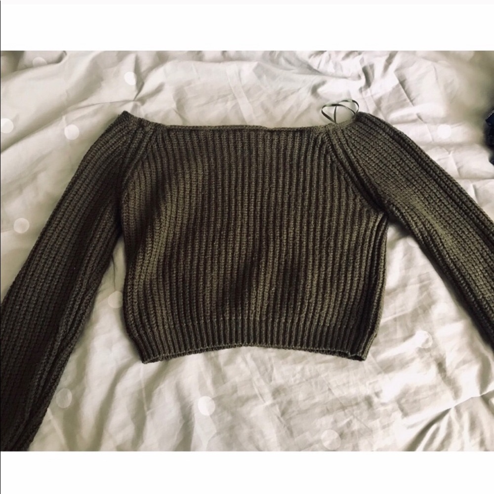 Navy green crop sweatshirt
